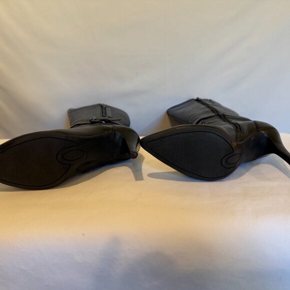 NINE WEST Reindeero Black Leather Strap Heel Zipper Women's Boot Size 8-1/2B - Picture 8 of 11